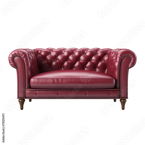 Beautiful Loveseat marooncolor Sofa Isolated On White Background photo