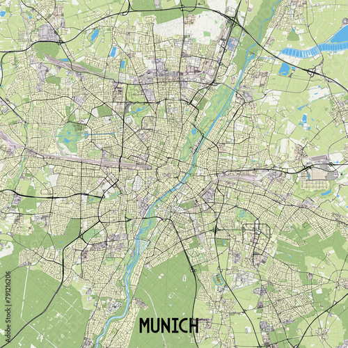 Munich, Germany map poster art