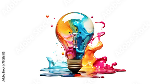 Creativity cocnept, with lightbulb made paint mix photo