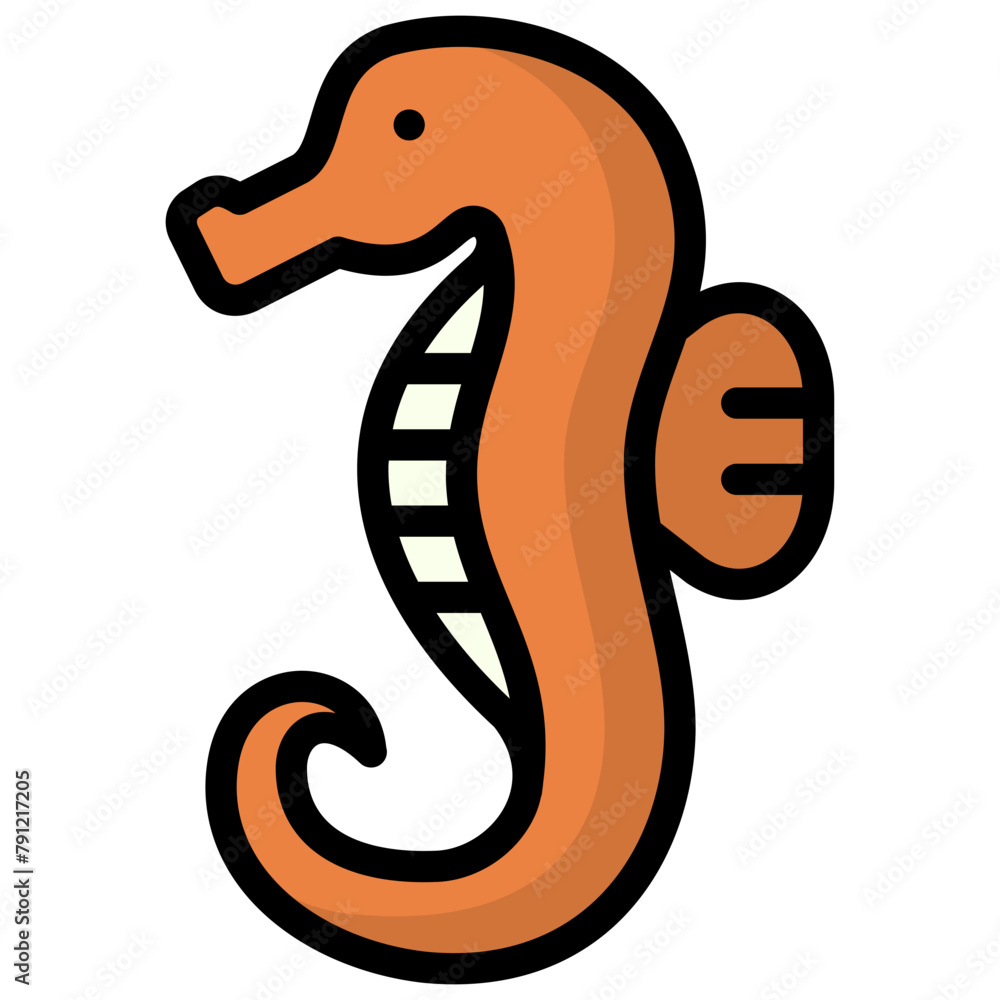 seahorse icon illustration design with outline seahorse icon illustration design with outline