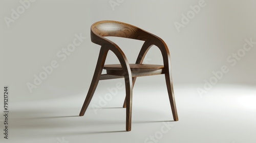 A fusion of tradition and modernity in a steam-bent wooden chair with armrests, isolated for a clean visual focus