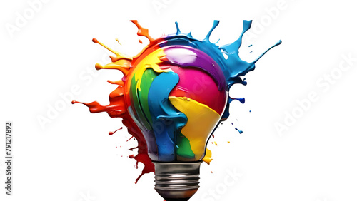 Vibrant Light Bulb Art: Abstract Splash of Colors