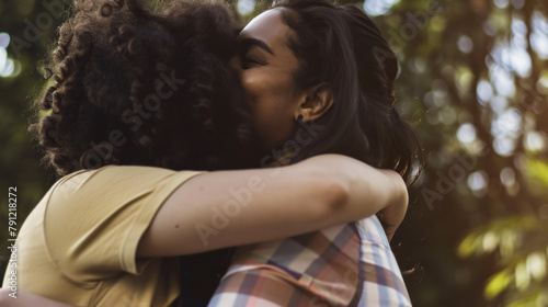 Warm Embrace: Two Friends Hugging