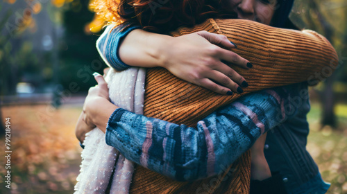 Warm Embrace: Two Friends Hugging