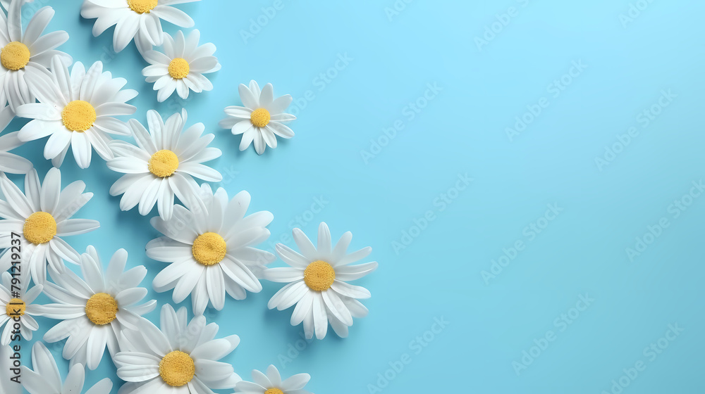 White daisy background banner border White daisy background banner border