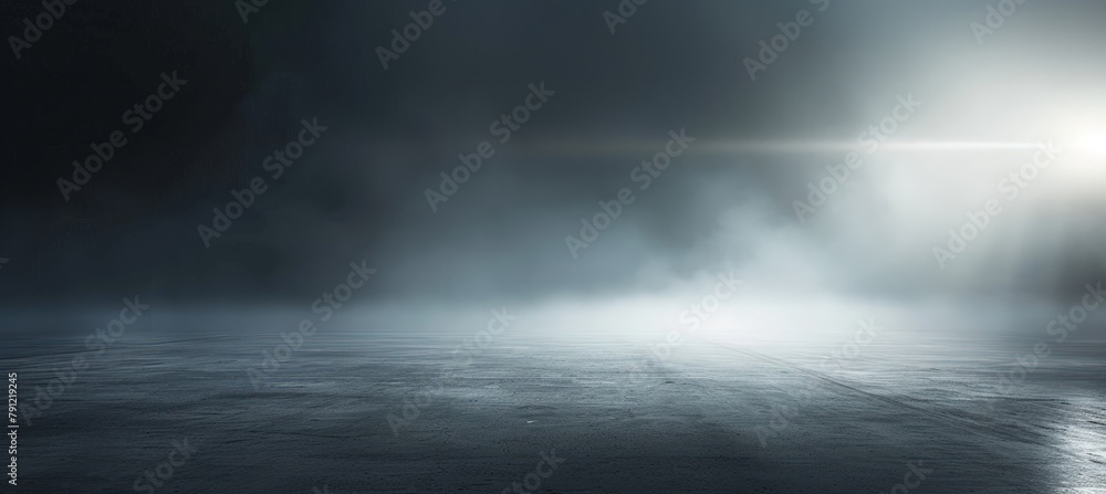 Abstract empty dark background with fog and light. Generate AI image