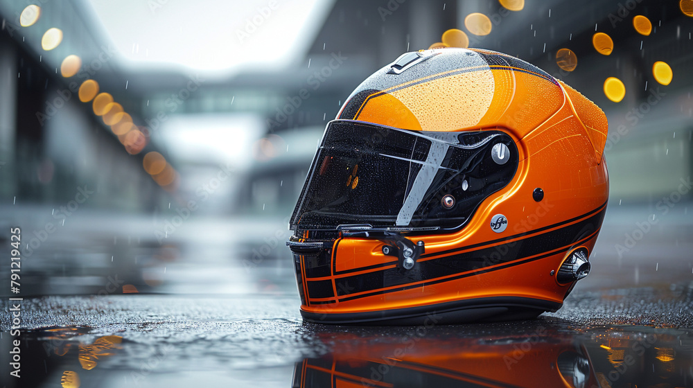 Obraz premium motorcycle helmet on the street