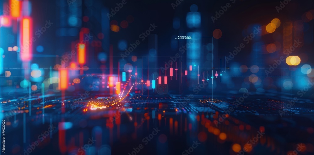 Abstract stock market graph and financial business. Generate AI image