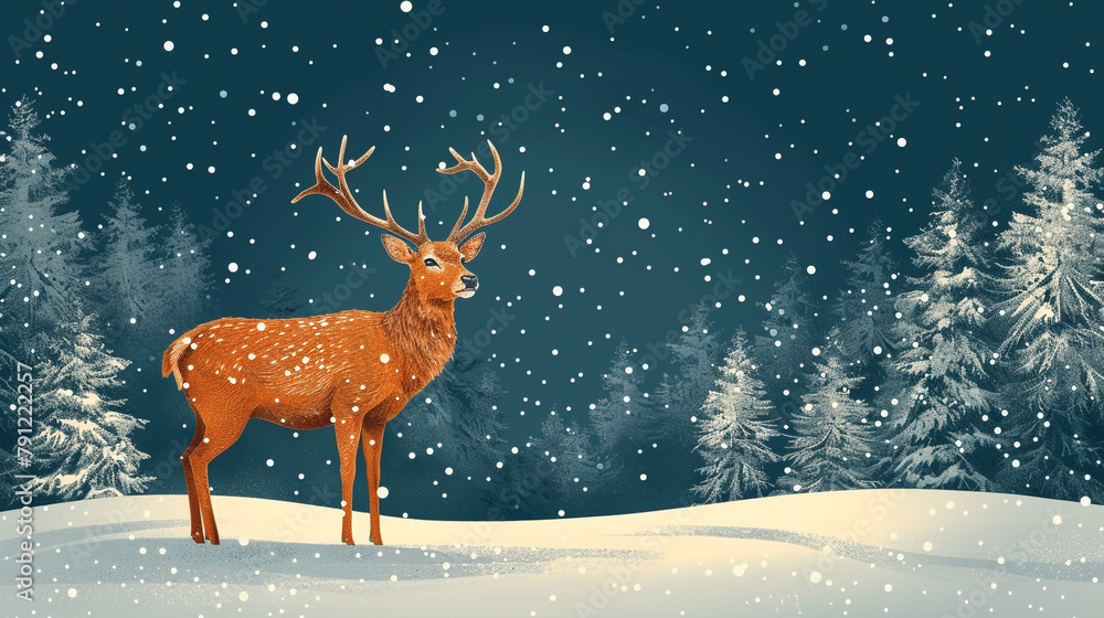 illustration of a deer in the rain flat style illustration of a deer in the rain flat style
