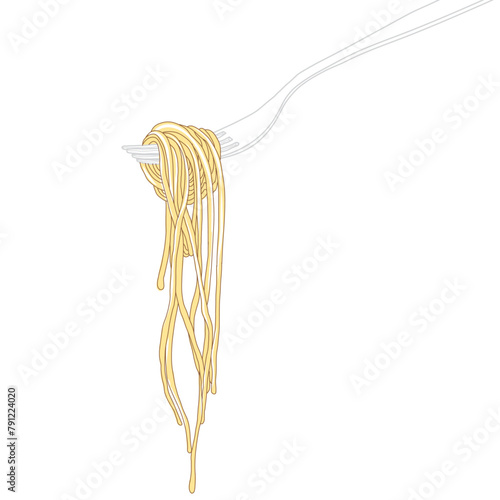 Spaghetti noodles on a fork