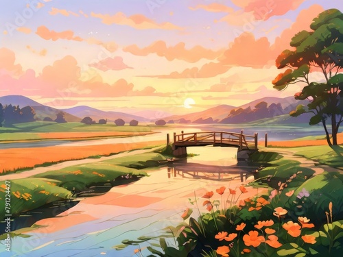 scenery in country side in summer
