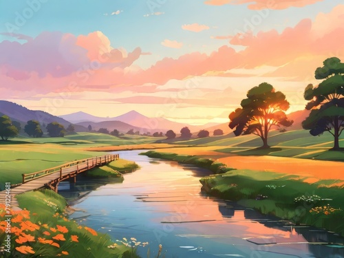 scenery in country side in summer