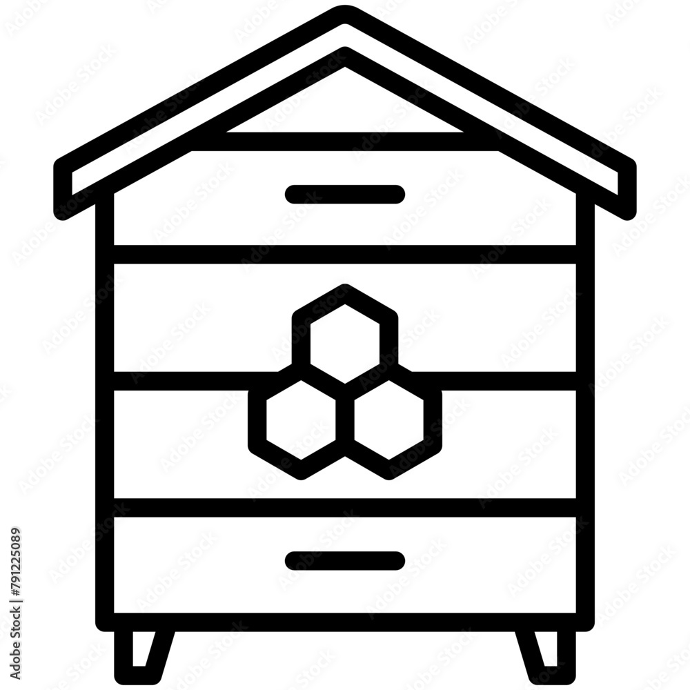 Bee Hive black outline icon, use for modern concept, UI or UX kit, app ...