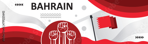 Bahrain national day banner.creative independence day banner with raising hand. Poster, card, banner, template, for Celebrate annual..eps