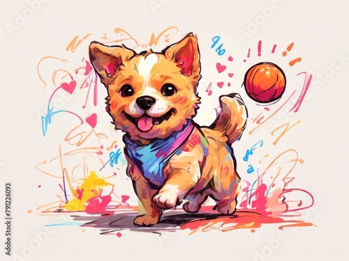 dog painting in colorful scribbles
