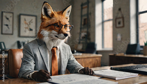 Fox in a suit conveying a smart and clever job applicant.