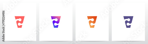Circle Curve Nodes Swoosh Letter Initial Logo Design V