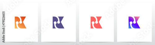 Circle Curve Nodes Swoosh Letter Initial Logo Design K