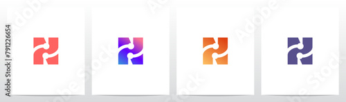 Circle Curve Nodes Swoosh Letter Initial Logo Design N