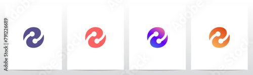 Circle Curve Nodes Swoosh Letter Initial Logo Design O