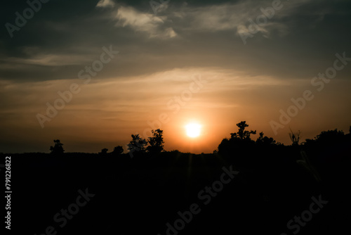 Fototapeta Naklejka Na Ścianę i Meble -  silhuate tree  at  sunset  background nice view