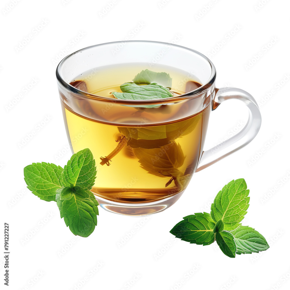 Tasty Mint Tea Isolated On White Background Tasty Mint Tea Isolated On White Background