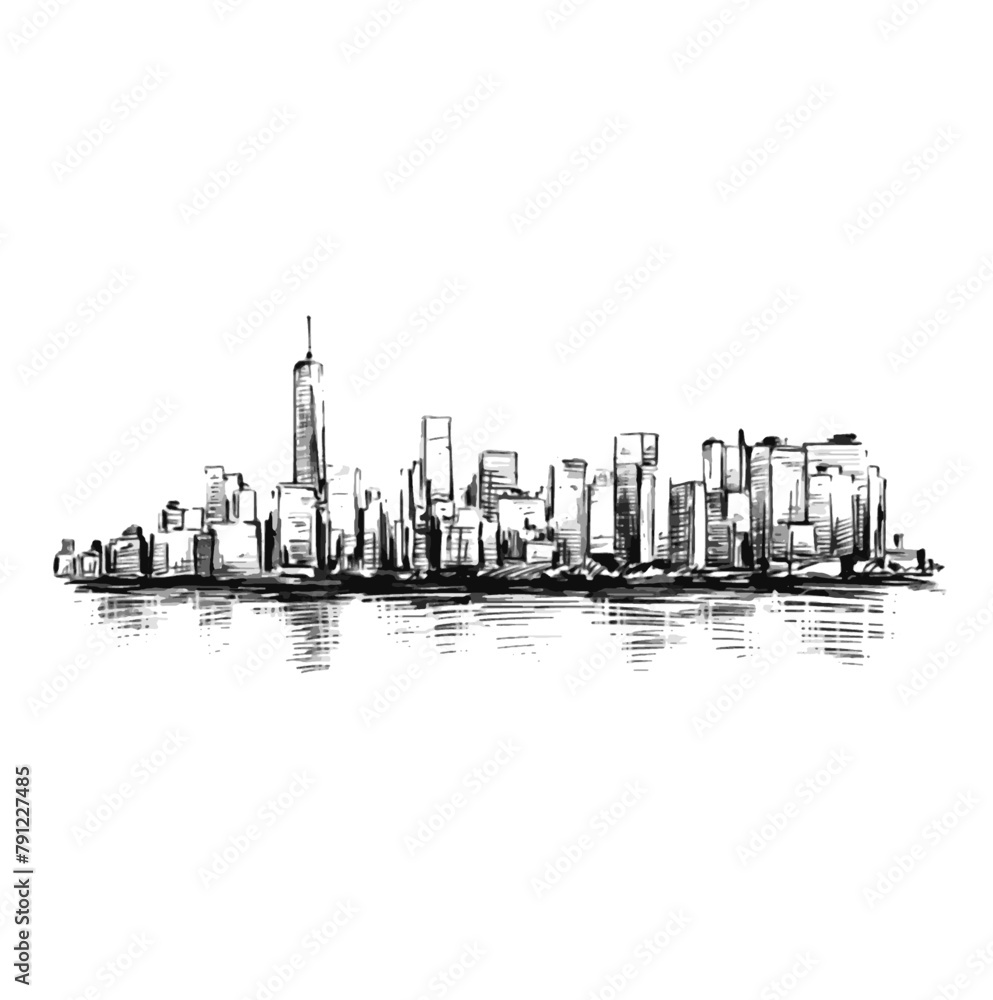 Drawing background of New York skyline