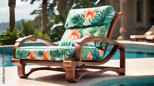 Fototapeta Naklejka Na Ścianę i Meble -  tropical pool chair for villa