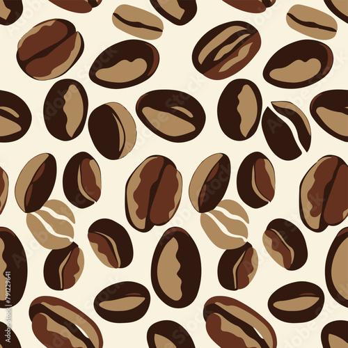 Brown Coffee Beans Seamless Pattern.