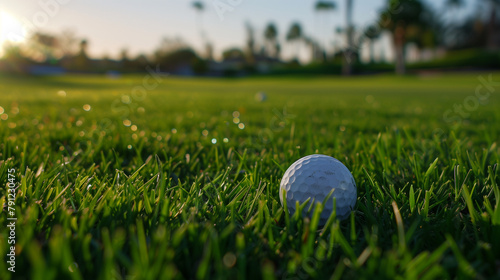 Golf Ball on Tee in Grass Field