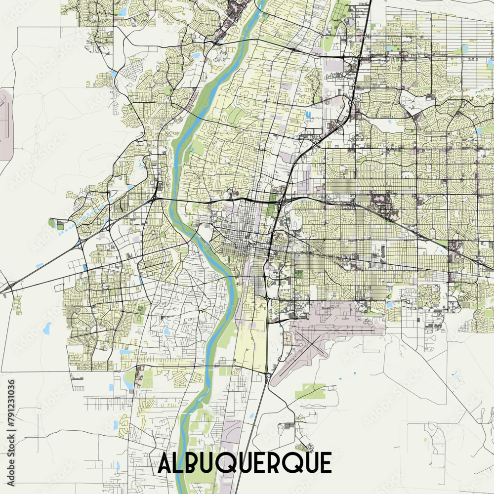 Albuquerque New Mexico USA map poster art