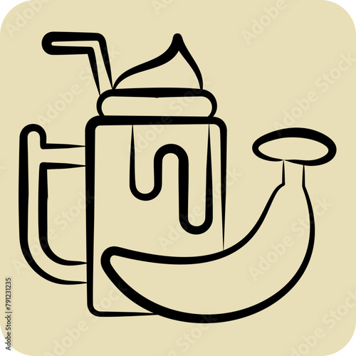 Icon Banana Smothie. related to Healthy Food symbol. hand drawn style. simple design illustration