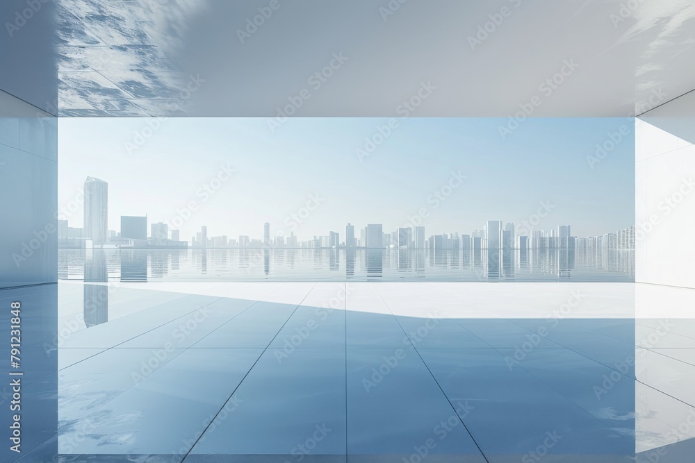 Modern buildings by the lake. The modern urban skyline is in the background. Modern buildings by the lake. The modern urban skyline is in the background.