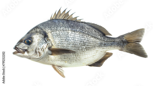 Fresh black bream fish isolated on white background photo