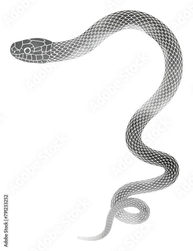 年賀状に使える巳年_とぐろを巻く蛇の水墨画風イラスト