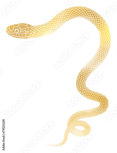 年賀状に使える巳年_とぐろを巻く金色の蛇のイラスト