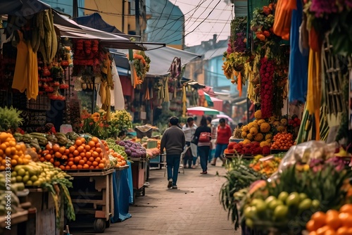 Unidentified people at a street market in Mexico City.