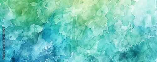 Close-up of watercolor wash in cool blues and greens, seamless pattern for tranquil retro-style banner backgrounds