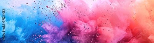 Colored powder explosion on gradient 
 background, Abstract clouds of colorful smoke. Design,powder clouds texture. Abstract effect of color mist or smog with glitter particles. 