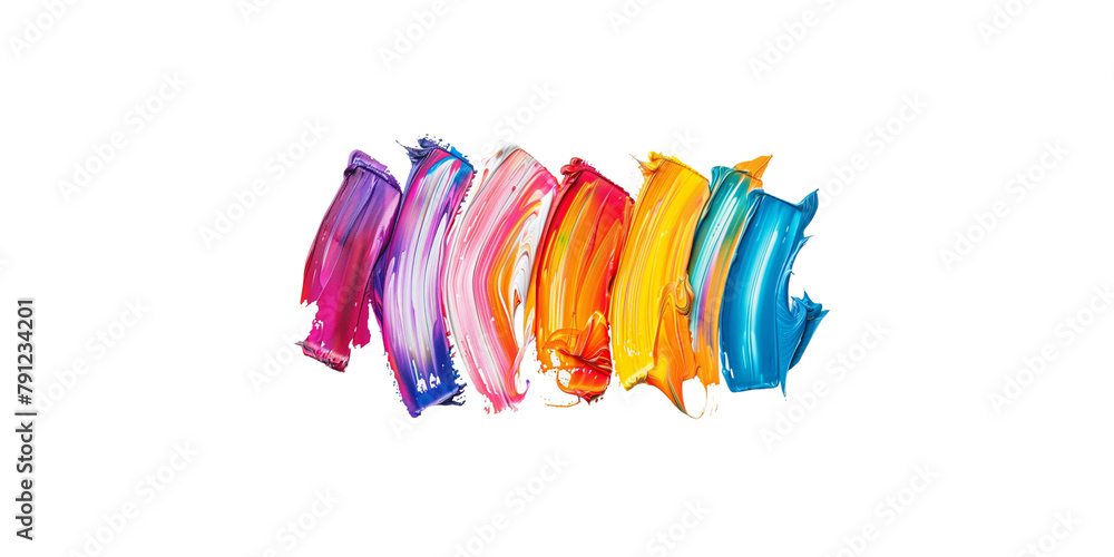 Colorful paint strokes on a white background