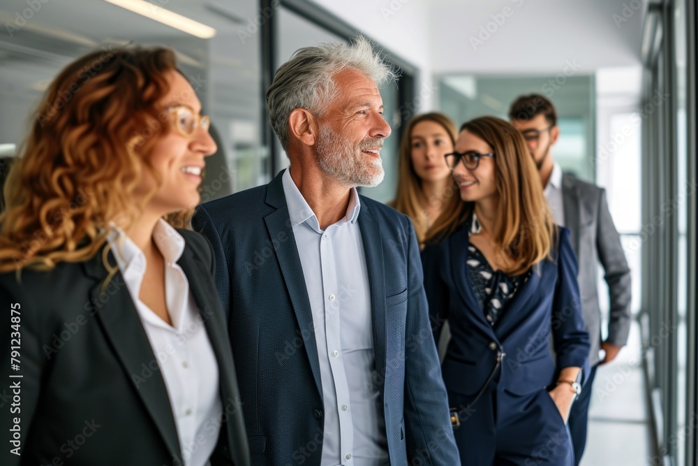 Portrait of a smiling senior businessman with his team in the background Portrait of a smiling senior businessman with his team in the background