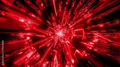 scifi tunnel corridor with futuristic red color neon lights and reflections 3d illustration motion background live wallpaper club visual vj loop