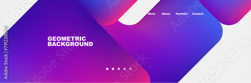 This geometric background features a gradient of purple and electric blue, with patterns of triangles and circles. Perfect for a brand looking for a modern and vibrant graphic design aesthetic