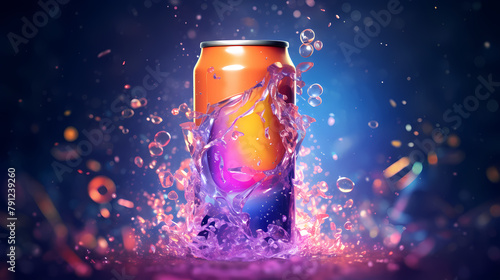 Animated photo of ice cubes in an energy drink can