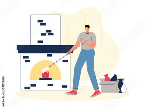 Fotografie Glassmaking make crafting. Craft vector illustration