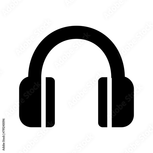 Vector headphones icon. Black symbol silhouette isolated on modern gradient background