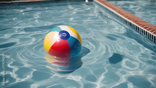 Beach ball floating on water in swimming pool © Attaul