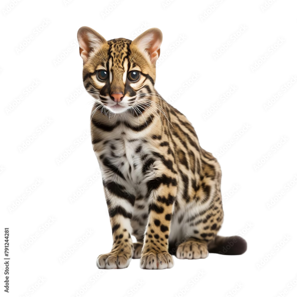 Cute Ocelot Isolated On White Background Cute Ocelot Isolated On White Background