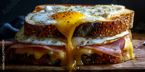 a classic croque monsieur, with an egg, generative AI photo