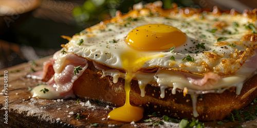 a classic croque monsieur, with an egg, generative AI photo